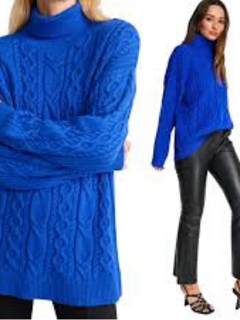& Other Stories Electric Blue Cable Turtleneck Sweater